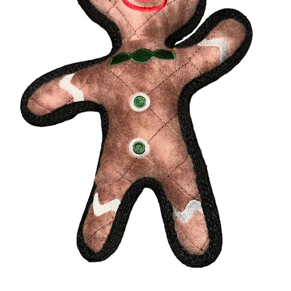 New Rare HTF Tuffy Gear Gingerbread Man Christmas Squeakers 11" Dog Toy Play - Picture 3 of 6